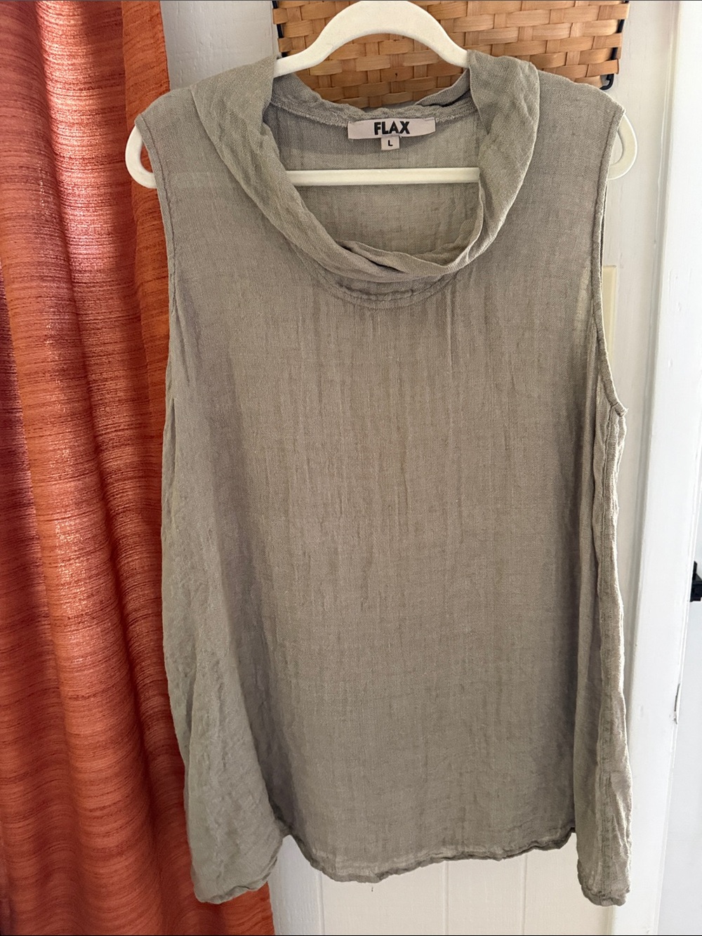 FLAX sleeveless linen tunic in sage green